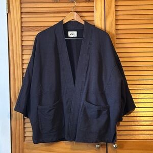 Madewell MWL Black Sweatshirt Kimono Cardigan Size Large